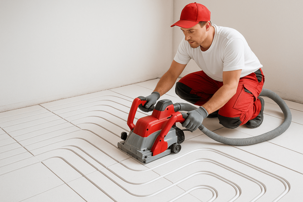 trockenestrich integrierter fussbodenheizung