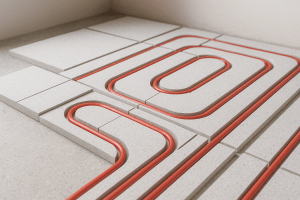 trockenestrich integrierter fussbodenheizung bild